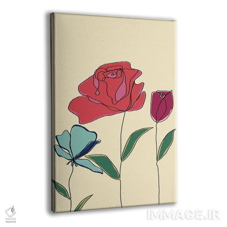 تابلو مینیمال گل های رنگی یک اثر دنیلا سانتیاگو - نمای پرسپکتیو محصول