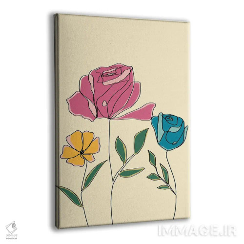 تابلو مینیمال گل های رنگی دو اثر دنیلا سانتیاگو - نمای پرسپکتیو محصول