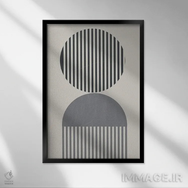 تابلو مینیمال نوارهای عمودی یک اثر دنیلا سانتیاگو - نمای قابدار مشکی