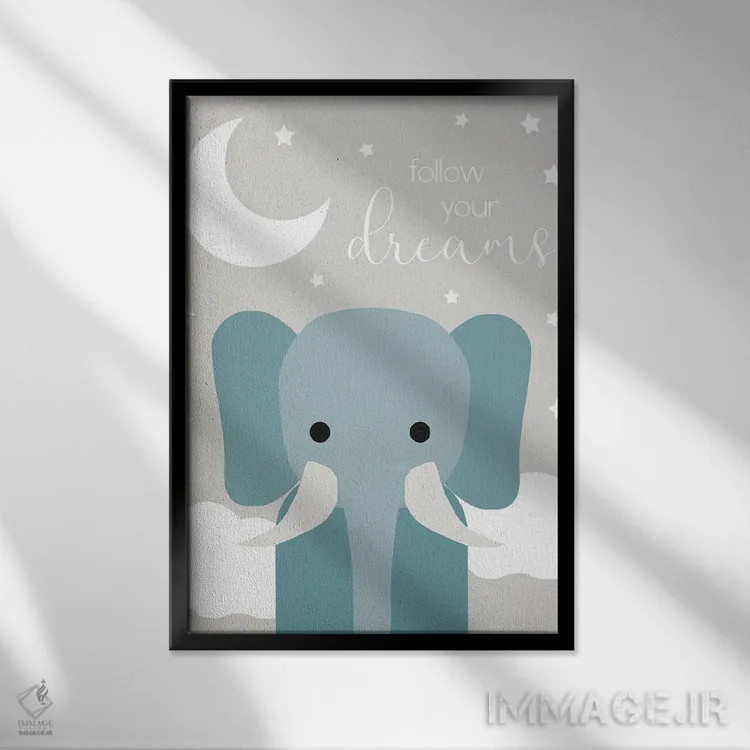 تابلو دکوراتیو فیل رویاها اثر دنیلا سانتیاگو - نمای قابدار مشکی