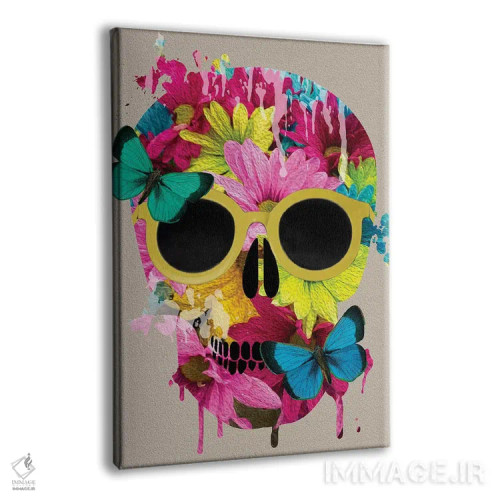تابلو دکوراتیو جمجمه گل دار اثر دنیلا سانتیاگو - نمای پرسپکتیو محصول