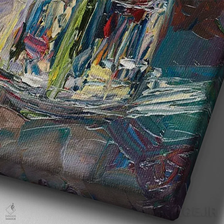 تابلو دکوراتیو شکوفه یاس بنفش اثر دانا سورکینا - نمای نزدیک بافت بوم