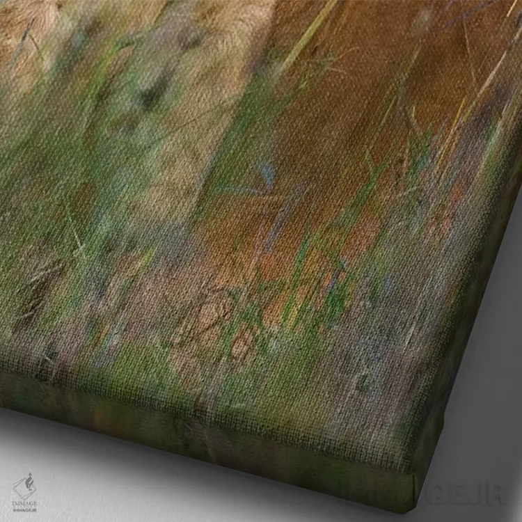 تابلو دکوراتیو شیر ماده در حال تمیز کردن توله اش هنگام گرگ و میش، کنیا، پن… اثر دیزاین پیکس - نمای نزدیک بافت بوم