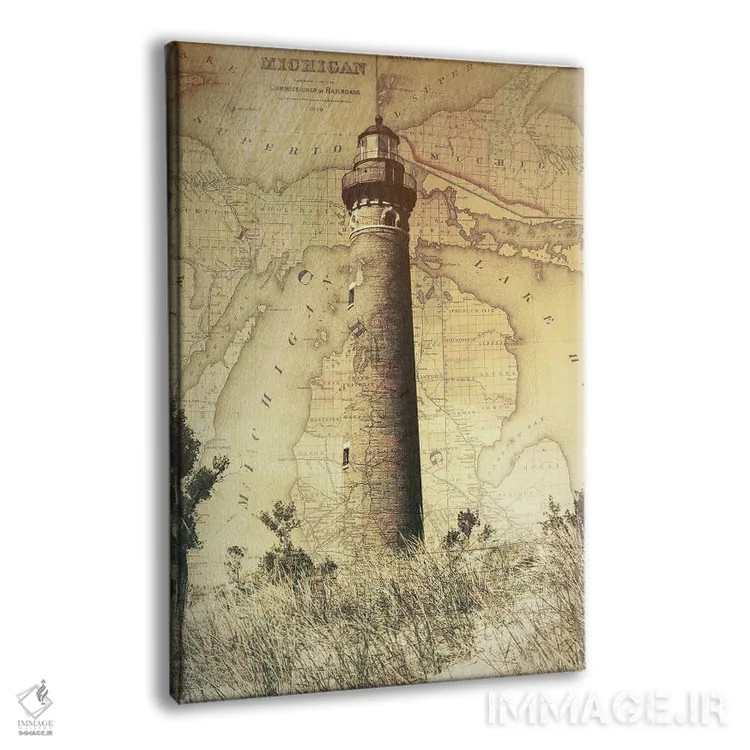 تابلو دکوراتیو نقشه فانوس دریایی لیتل سیبل اثر دن اسپرول - نمای پرسپکتیو محصول