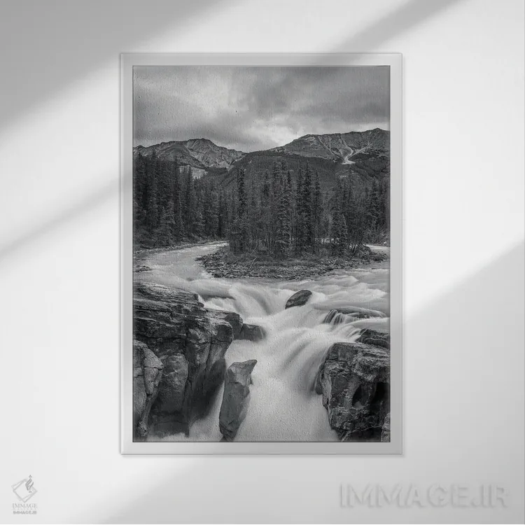 تابلو دکوراتیو آبشار سانوپتا اثر دن اسپرول - نمای قابدار سفید