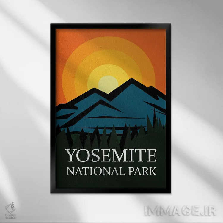 تابلو دکوراتیو پوستر غروب یوسیمیتی اثر دن اسپرول - نمای قابدار مشکی