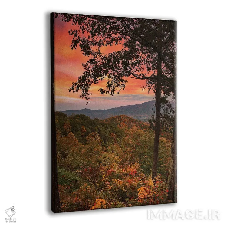 تابلو دکوراتیو غروب پاییزی در کوه های اسموکی اثر دن اسپرول - نمای پرسپکتیو محصول