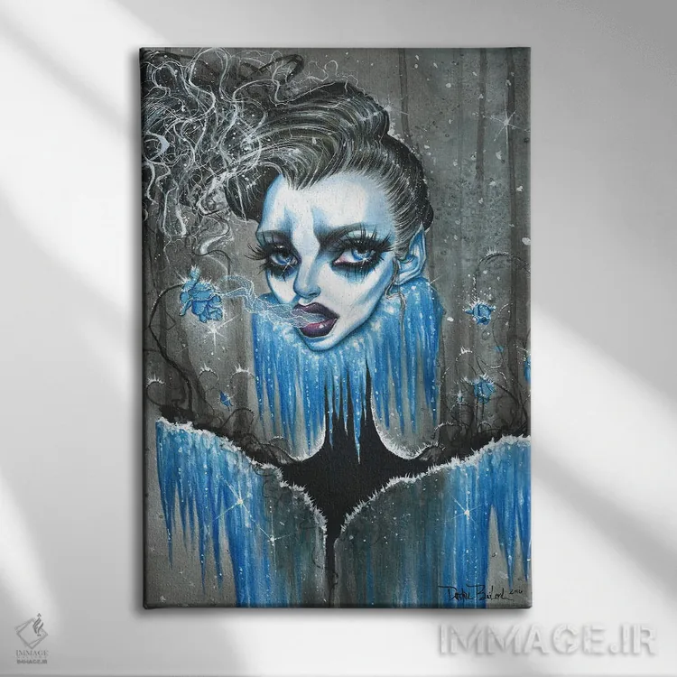 تابلو دکوراتیو رز آبی اثر داستین بیلرد - نمای روبهرو روی دیوار