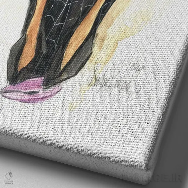 تابلو دکوراتیو ریز و گربه گارگویل اثر داستین بیلرد - نمای نزدیک بافت بوم