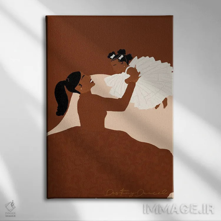 تابلو دکوراتیو مامان و من اثر دستینی دارسل - نمای روبهرو روی دیوار