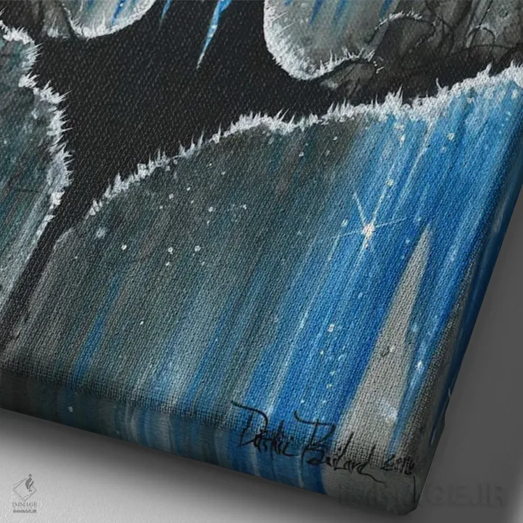 تابلو دکوراتیو رز آبی اثر داستین بیلرد - نمای نزدیک بافت بوم