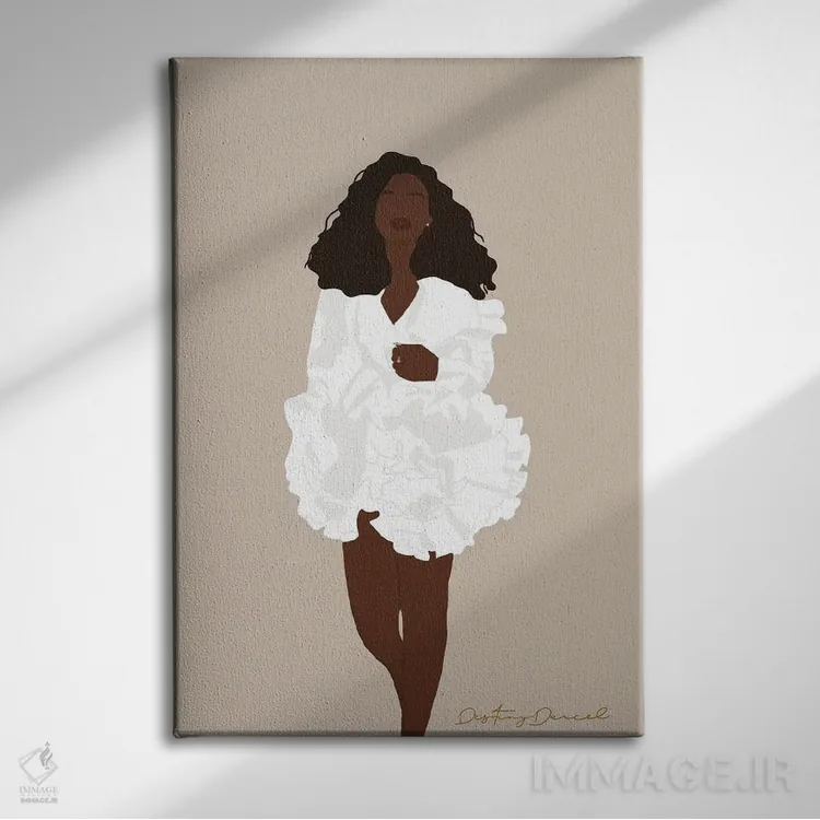 تابلو دکوراتیو دخترانگی سیاه اثر دستینی دارسل - نمای روبهرو روی دیوار