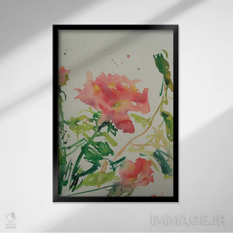 تابلو دکوراتیو رز تنها اثر باورا آسه وا - نمای قابدار مشکی