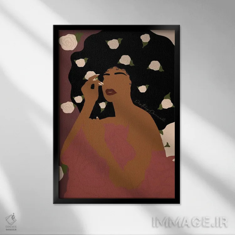 تابلو دکوراتیو ملکه گل ها اثر دستینی دارسل - نمای قابدار مشکی