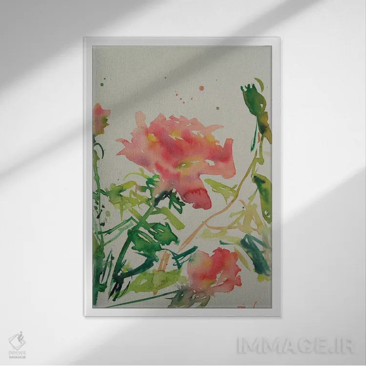 تابلو دکوراتیو رز تنها اثر باورا آسه وا - نمای قابدار سفید