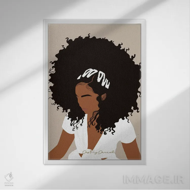 تابلو دکوراتیو روز آفرو اثر دستینی دارسل - نمای قابدار سفید