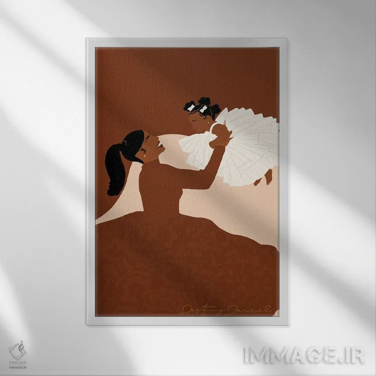 تابلو دکوراتیو مامان و من اثر دستینی دارسل - نمای قابدار سفید