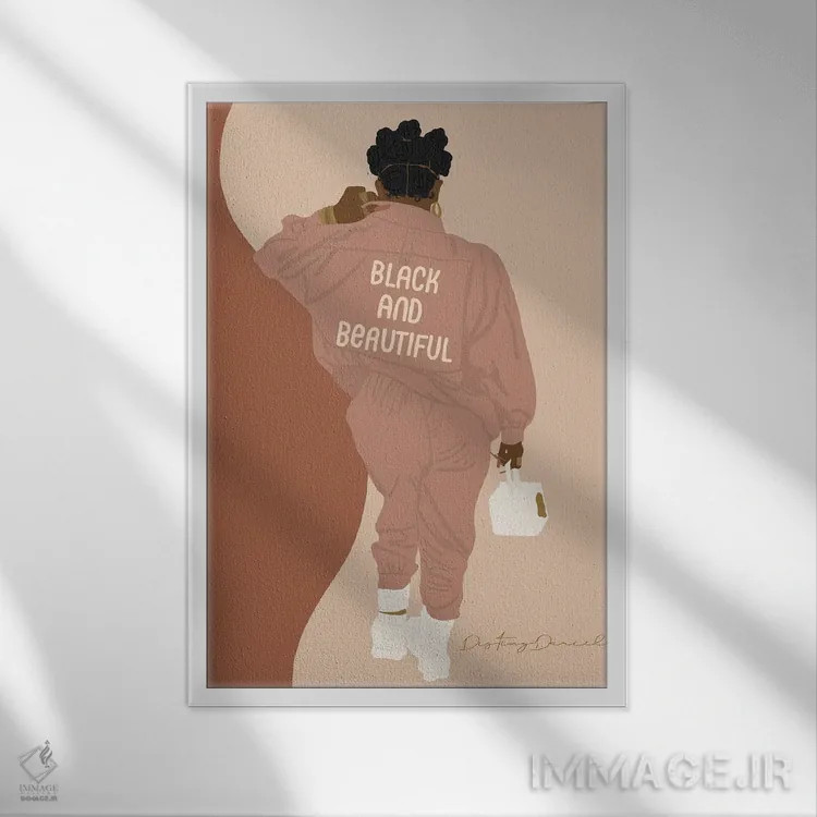 تابلو دکوراتیو سیاه و زیبا اثر دستینی دارسل - نمای قابدار سفید