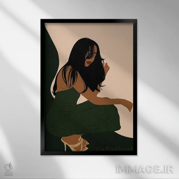 تابلو دکوراتیو لاکسرچی اثر دستینی دارسل - نمای قابدار مشکی