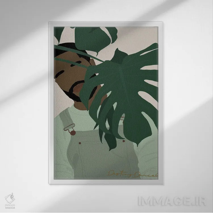 تابلو دکوراتیو پدر گیاه دو اثر دستینی دارسل - نمای قابدار سفید