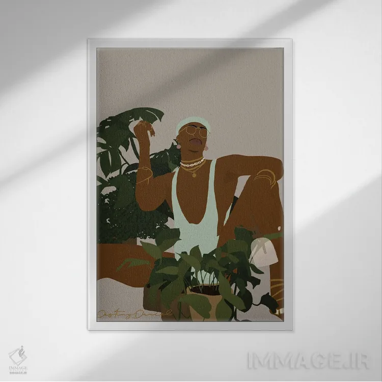 تابلو دکوراتیو پدر گیاه سه اثر دستینی دارسل - نمای قابدار سفید