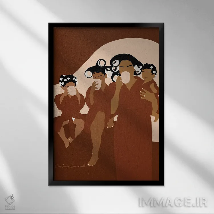 تابلو دکوراتیو دخترها اثر دستینی دارسل - نمای قابدار مشکی