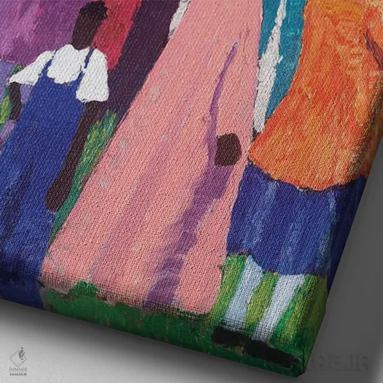 تابلو دکوراتیو رفتن به کلیسا اثر باور تیلمان - نمای نزدیک بافت بوم