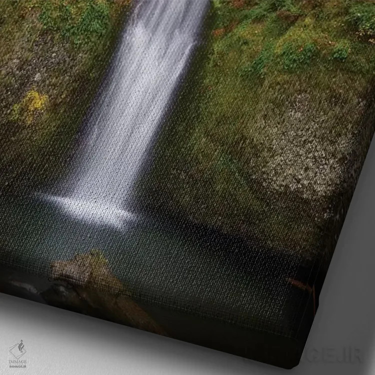 تابلو دکوراتیو آبشار رویا اثر داتلیش - نمای نزدیک بافت بوم
