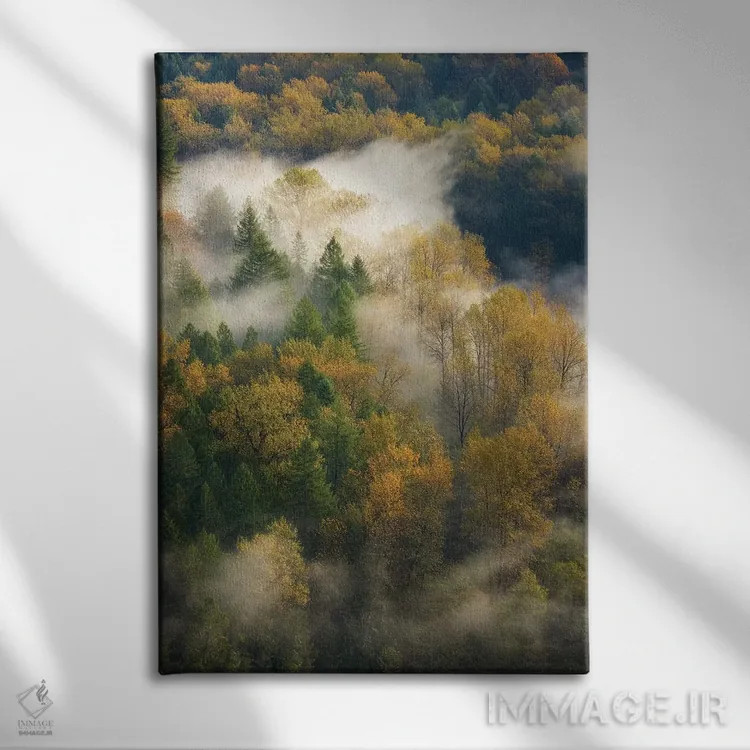 تابلو دکوراتیو درخشش آبشارها اثر داتلیش - نمای روبهرو روی دیوار