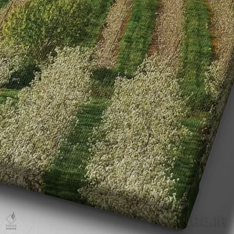 تابلو دکوراتیو باغ شکوفا اثر داتلیش - نمای نزدیک بافت بوم