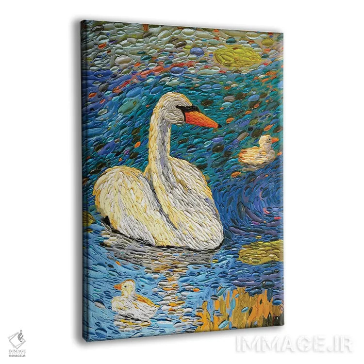 تابلو دکوراتیو خانواده قو یک اثر دنا تولفسون - نمای پرسپکتیو محصول