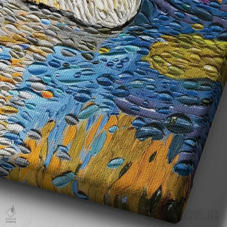 تابلو دکوراتیو خانواده قو یک اثر دنا تولفسون - نمای نزدیک بافت بوم