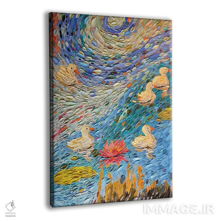 تابلو دکوراتیو خانواده قو دو اثر دنا تولفسون - نمای پرسپکتیو محصول