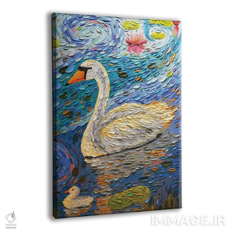 تابلو دکوراتیو خانواده قو سه اثر دنا تولفسون - نمای پرسپکتیو محصول