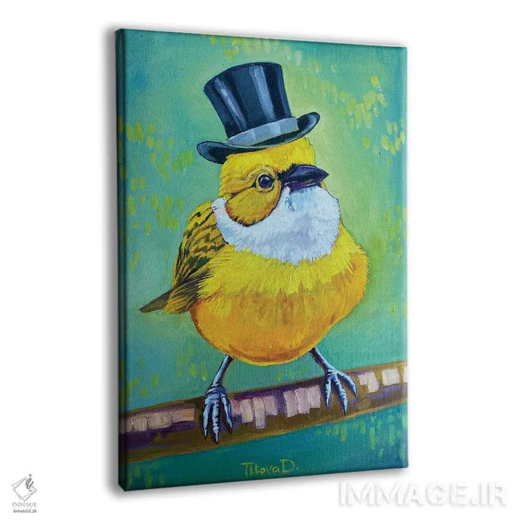 تابلو دکوراتیو آقای قناری شیک اثر دیانا تیتووا - نمای پرسپکتیو محصول