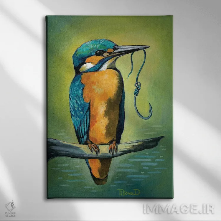 تابلو دکوراتیو آقای ماهی خور باهوش اثر دیانا تیتووا - نمای روبهرو روی دیوار