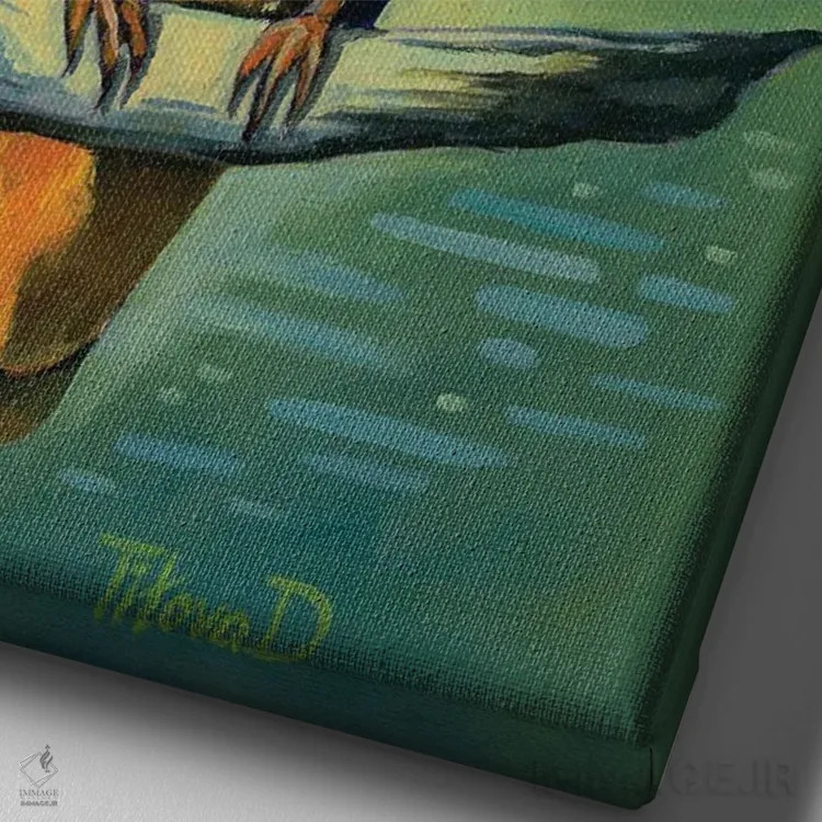 تابلو دکوراتیو آقای ماهی خور باهوش اثر دیانا تیتووا - نمای نزدیک بافت بوم