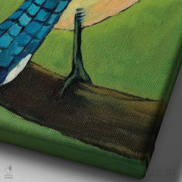 تابلو دکوراتیو آقای بلو جی بازیگوش اثر دیانا تیتووا - نمای نزدیک بافت بوم