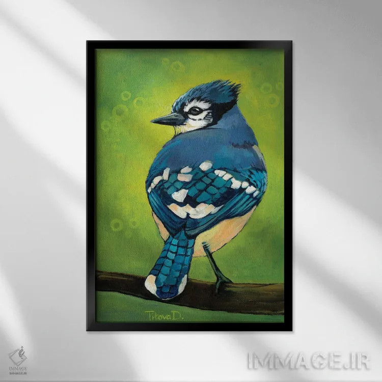 تابلو دکوراتیو آقای بلو جی بازیگوش اثر دیانا تیتووا - نمای قابدار مشکی