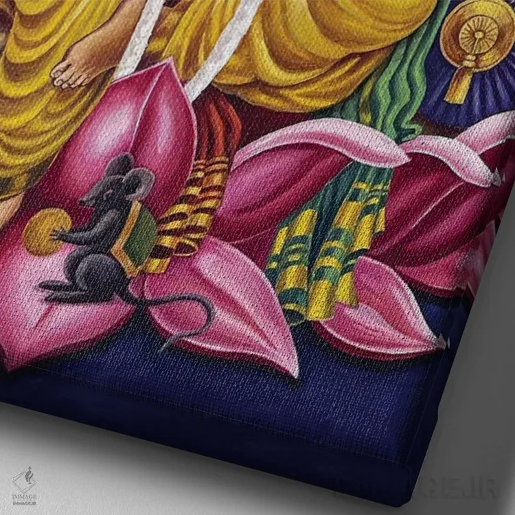 تابلو دکوراتیو گنشا اثر دیانا تیتووا - نمای نزدیک بافت بوم