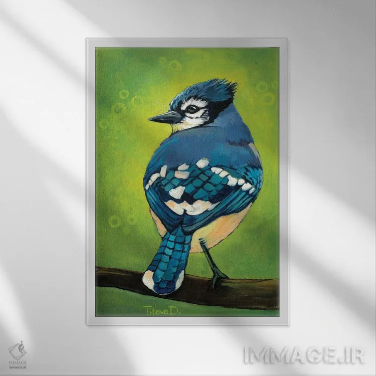 تابلو دکوراتیو آقای بلو جی بازیگوش اثر دیانا تیتووا - نمای قابدار سفید