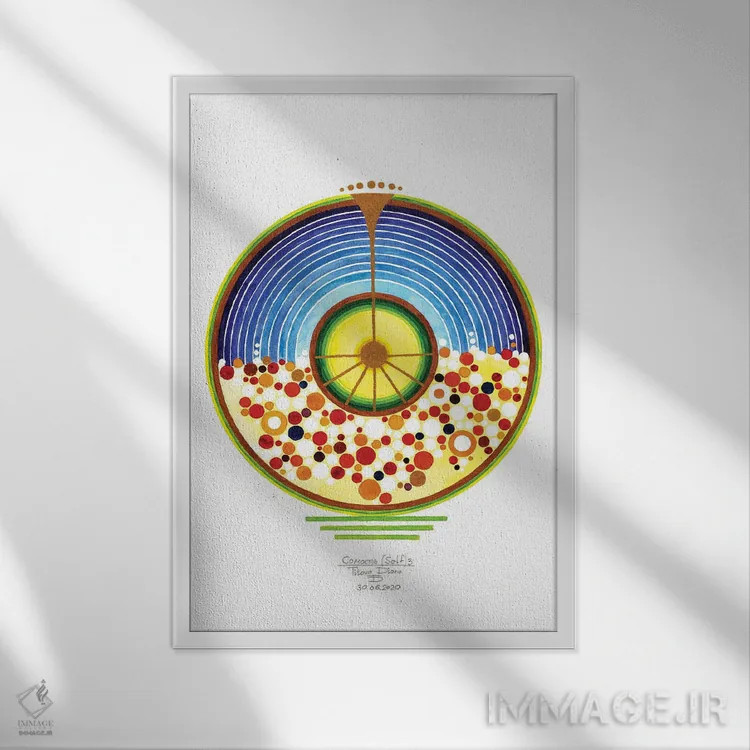 تابلو انتزاعی خود سه اثر دیانا تیتووا - نمای قابدار سفید