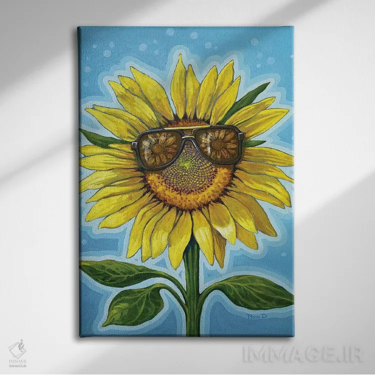 تابلو دکوراتیو آفتابگردان عاشق اثر دیانا تیتووا - نمای روبهرو روی دیوار