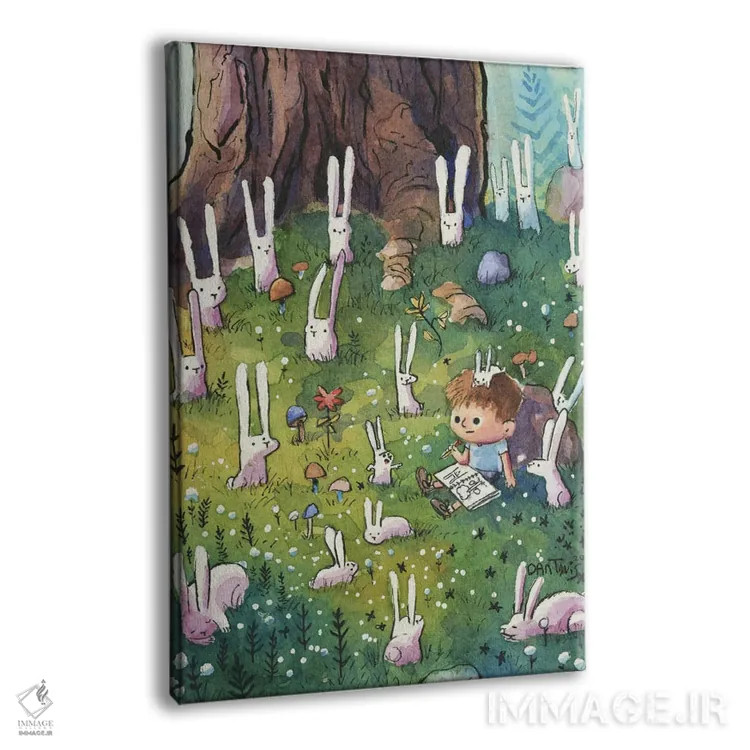 تابلو دکوراتیو خرگوش ها و پسر اثر دن تاویس - نمای پرسپکتیو محصول
