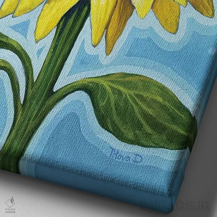 تابلو دکوراتیو آفتابگردان عاشق اثر دیانا تیتووا - نمای نزدیک بافت بوم