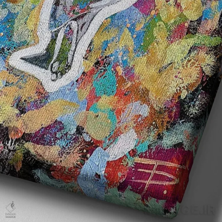 تابلو دکوراتیو راهب بودایی یک اثر دیانا تیتووا - نمای نزدیک بافت بوم