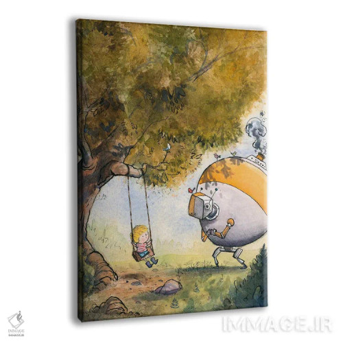 تابلو دکوراتیو پسر و ربات اثر دن تاویس - نمای پرسپکتیو محصول