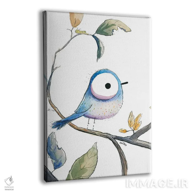 تابلو دکوراتیو نگاه پرنده آبی اثر دن تاویس - نمای پرسپکتیو محصول