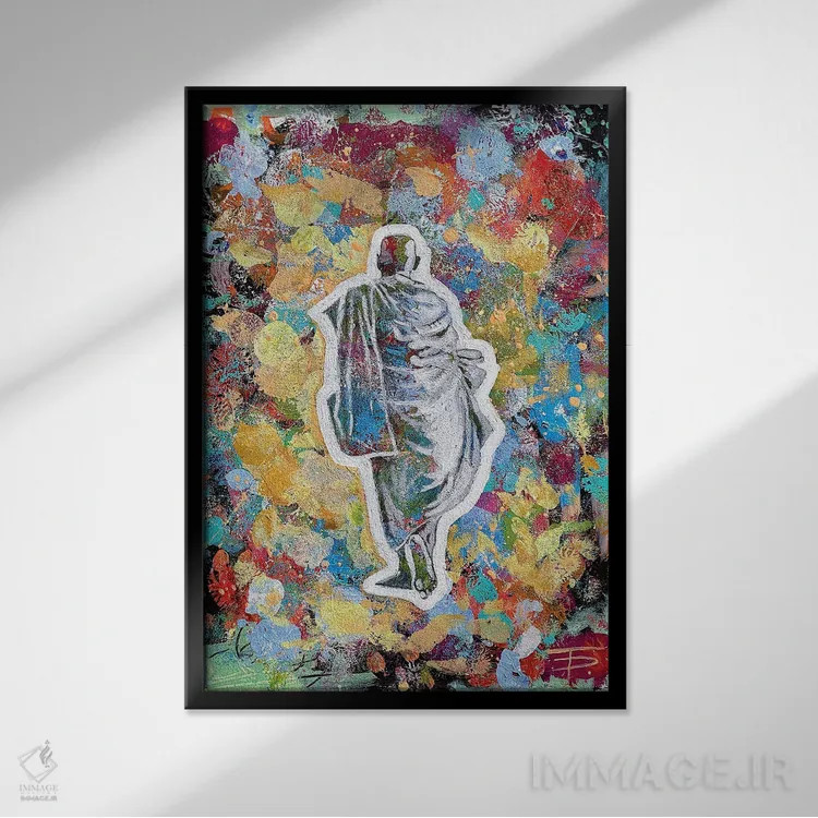 تابلو دکوراتیو راهب بودایی یک اثر دیانا تیتووا - نمای قابدار مشکی