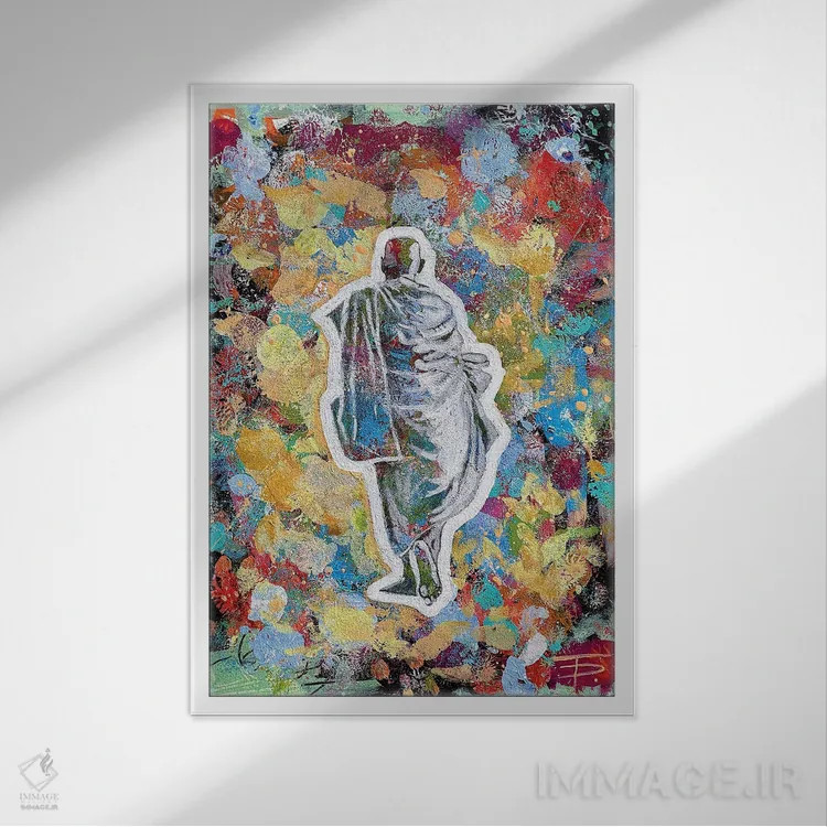 تابلو دکوراتیو راهب بودایی یک اثر دیانا تیتووا - نمای قابدار سفید